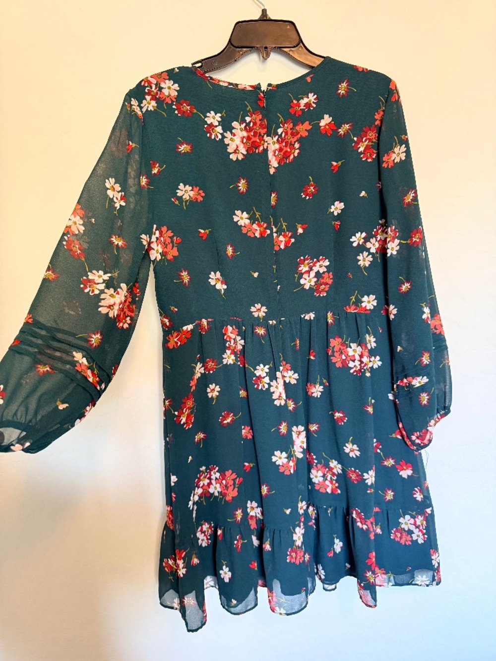 Madewell Green Floral Sheer Pintuck Ruffle Dress Size 10